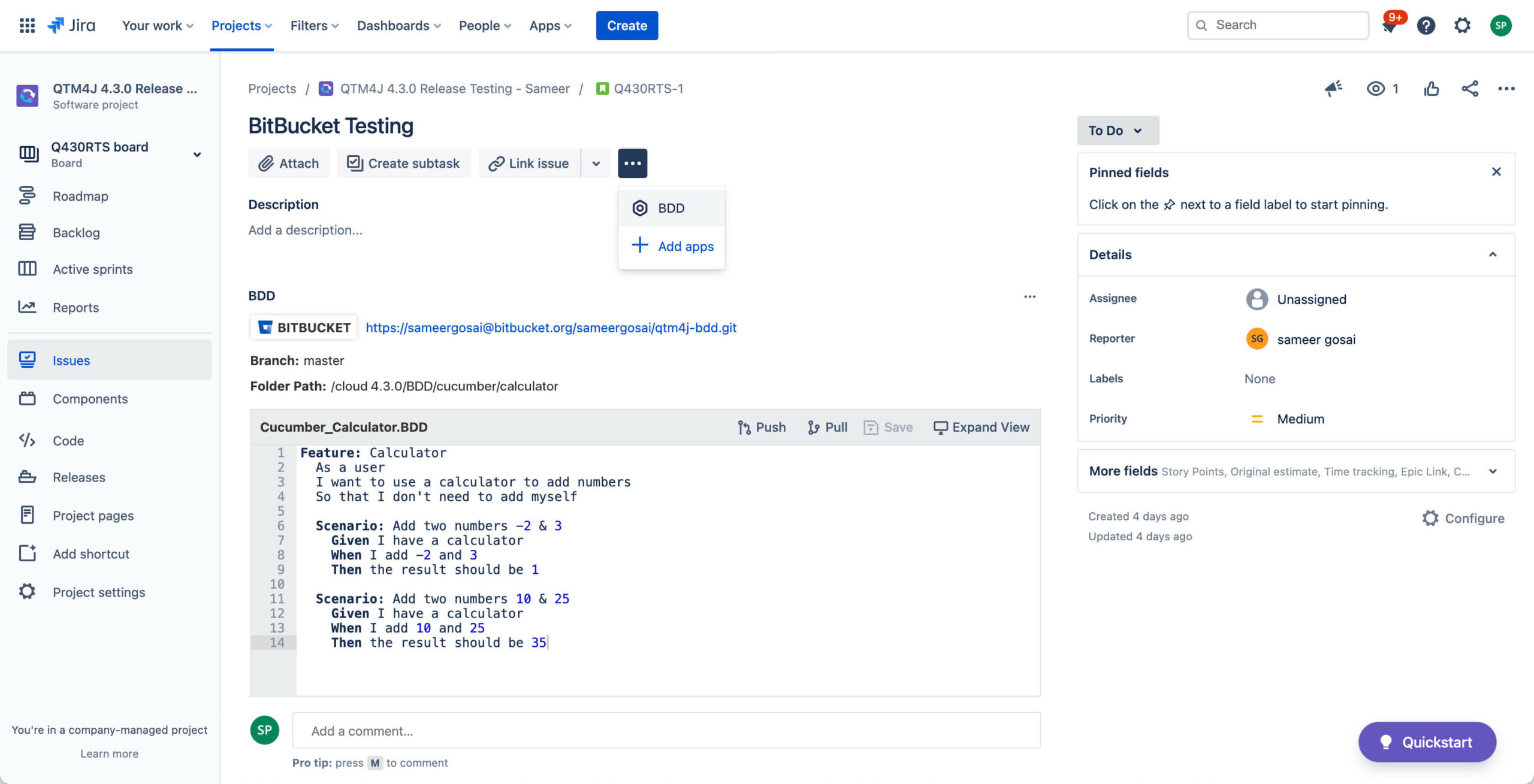 Image BDD in QMetry Test Management for Jira